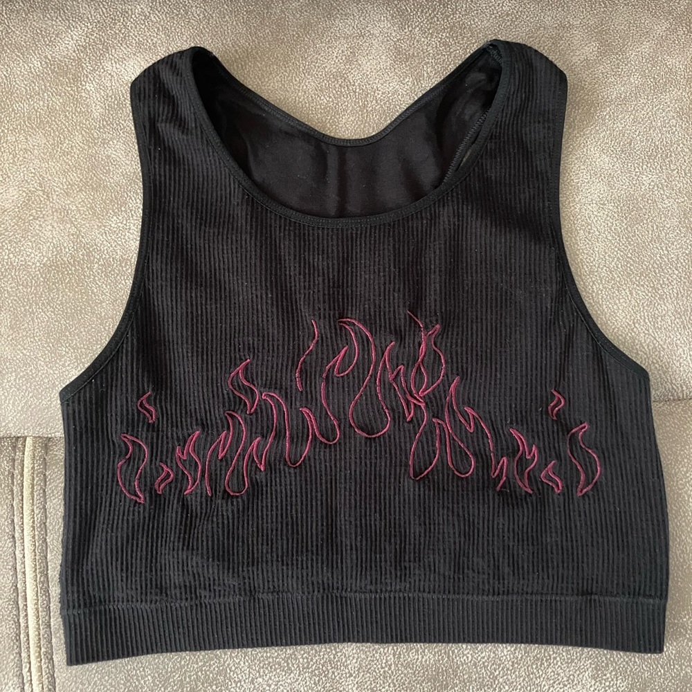 Disturbia blaze flame embroidered crop bra top